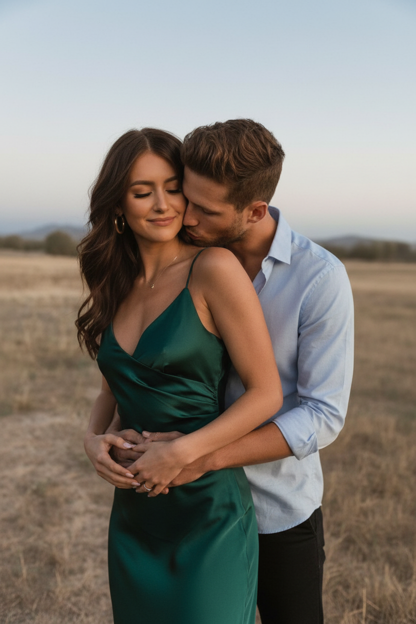 Kiss on shoulder pose idea