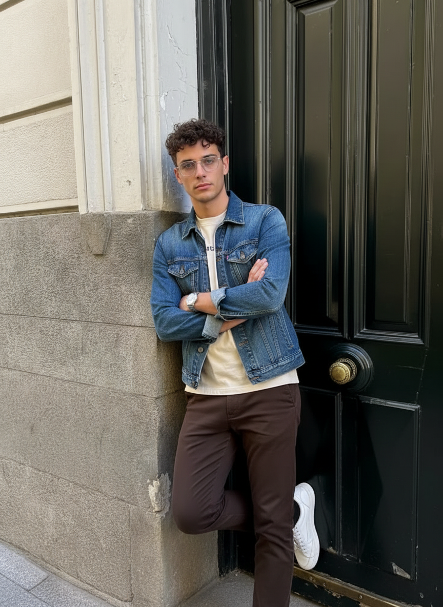 Arms crossed lean pose idea