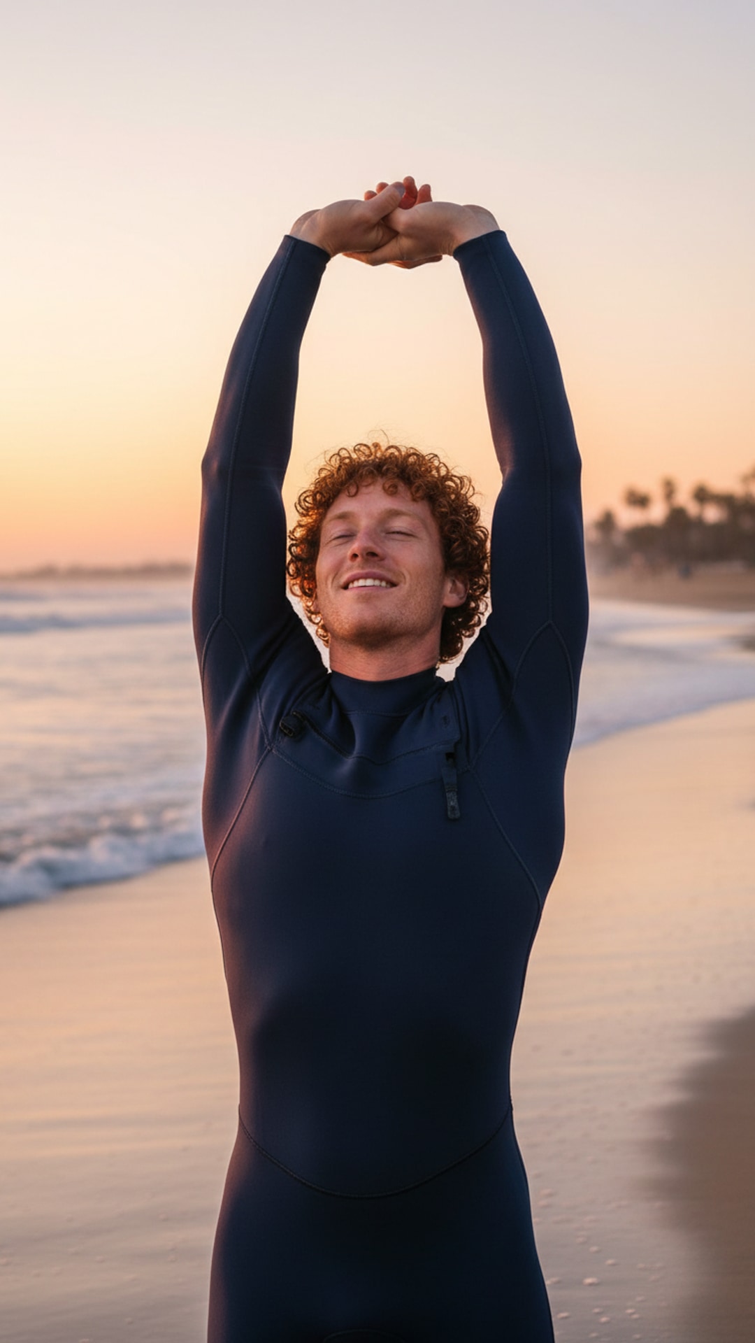 Arms overhead stretch pose idea