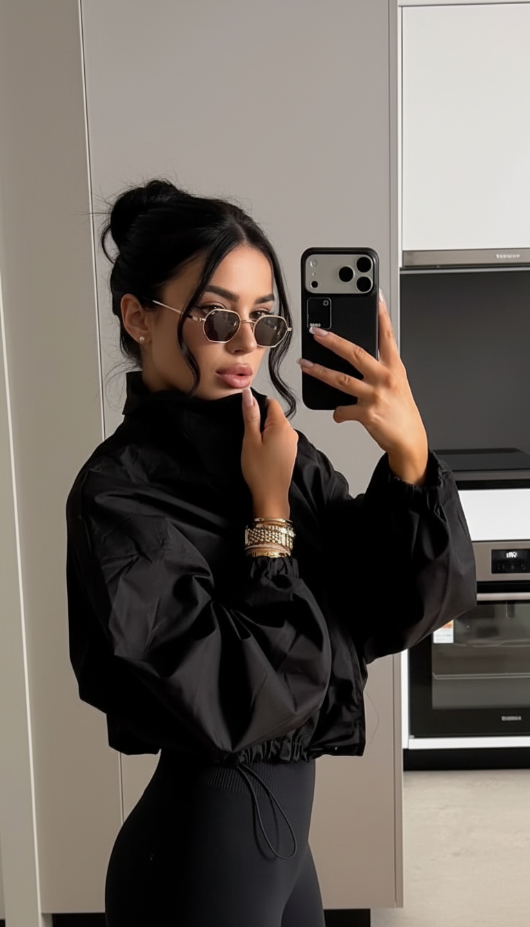 Holding collar selfie pose idea