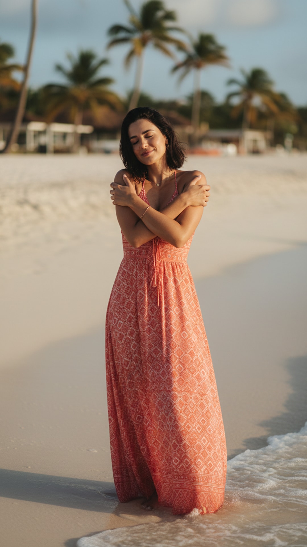 Beach self hug pose idea