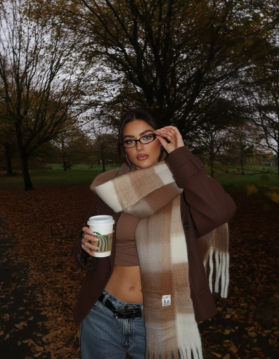 Adjusting glasses outdoors pose idea